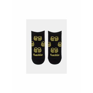 Čierne vzorované členkové ponožky Fusakle Na zdravie