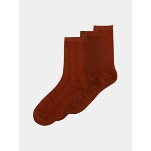 Sada troch párov hnedých ponožiek ONLY Abarna