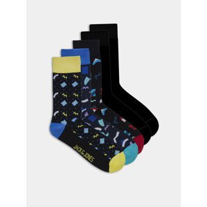 Sada piatich párov čiernych ponožiek s motívom Jack & Jones Pattern