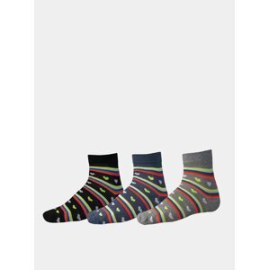 Sada troch párov dámskych vzorovaných ponožiek v čiernej a šedej farbe SAM 73