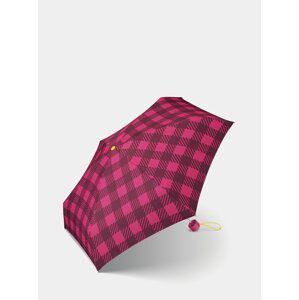 Ružový dámsky kockovaný skladací dáždnik Esprit