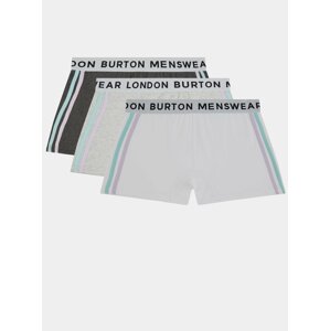 Sada troch boxeriek v šedej a krémovej farbe Burton Menswear London