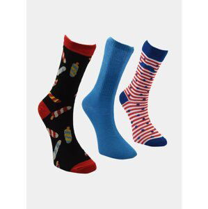 Sada troch párov pánskych ponožiek v čiernej a modrej farbe Trendyol