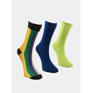 Sada troch párov pánskych ponožiek v modrej a zelenej farbe Trendyol