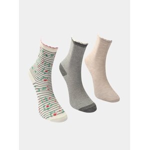 Sada troch párov dámskych ponožiek v šedej a ružovej farbe Trendyol