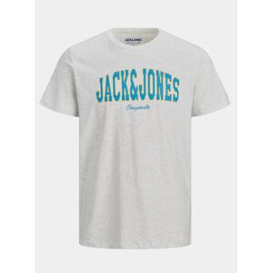 Svetlošedé tričko s potlačou Jack & Jones