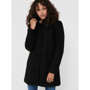 Čierny zimný kabát s kapucou Jacqueline de Yong