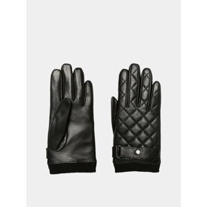 Čierne kožené rukavice VERO MODA