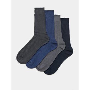 Sada štyroch párov pánskych ponožiek v čiernej a modrej farbe Something Special