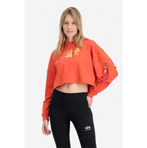 Mikina Alpha Industries 106044.577-orange, dámska, oranžová farba, s kapucňou, s potlačou