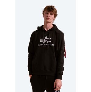 Mikina Alpha Industries 3D Logo Hoody 128341.03-black, pánska, čierna farba, s kapucňou, s potlačou, 128341 03