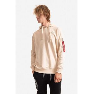 Mikina Alpha Industries X-Fit Sweat 158321.578-cream, pánska, béžová farba, s kapucňou, jednofarebná