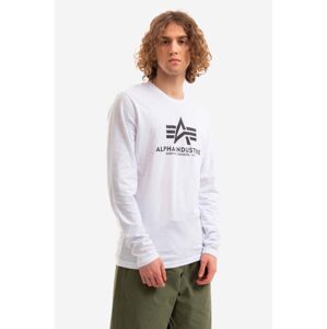 Bavlnené tričko s dlhým rukávom Alpha Industries Basic 100510.09-white, biela farba, s potlačou