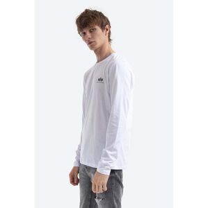 Bavlnené tričko s dlhým rukávom Alpha Industries Basic 198517.09-white, biela farba, s potlačou