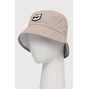 Bavlnený klobúk Karl Lagerfeld béžová farba, bavlnený