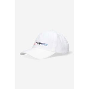 Manšestrová baseballová čiapka Helly Hansen Graphic Cap 48146-11, biela farba, s nášivkou