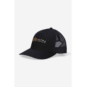 Šiltovka Alpha Industries Trucker Cap 106901.03-black, čierna farba, s potlačou