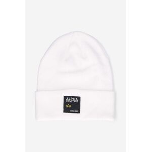 Čiapka Alpha Industries Label Beanie 118934.09-white, biela farba, bavlnená