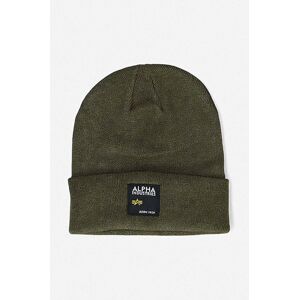 Čiapka Alpha Industries Label Beanie 118934.369-green, zelená farba