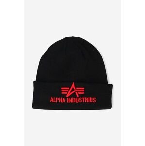 Čiapka Alpha Industries 3D Beanie 168910.94, čierna farba, z tenkej pleteniny