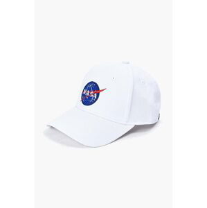 Bavlnená šiltovka Alpha Industries NASA Cap 186903.09-white, biela farba, s nášivkou