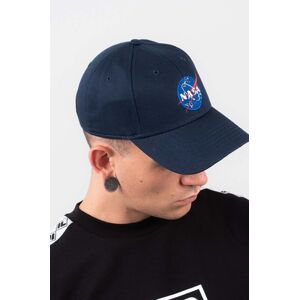 Bavlnená šiltovka Alpha Industries NASA Cap 186903.07-navy, tmavomodrá farba, s nášivkou