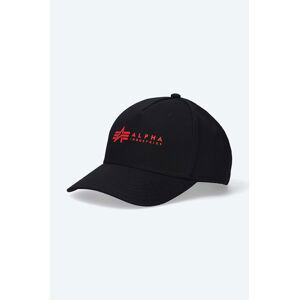 Bavlnená šiltovka Alpha Industries 126912.94-black, čierna farba, s nášivkou