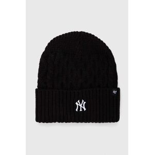 Čiapka 47brand MLB New York Yankees čierna farba, z tenkej pleteniny