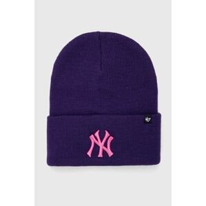 Čiapka 47brand MLB New York Yankees fialová farba, z hrubej pleteniny