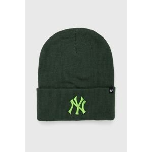 Čiapka 47brand MLB New York Yankees zelená farba, z hrubej pleteniny