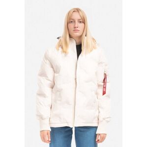 Bunda Alpha Industries Hooded Logo Puffer Wmn 108005 578 dámska, biela farba, zimná