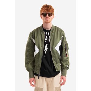 Obojstranná bunda bomber Alpha Industries x Neil Barrett MA-1 106120.01-green, pánska, zelená farba, prechodná