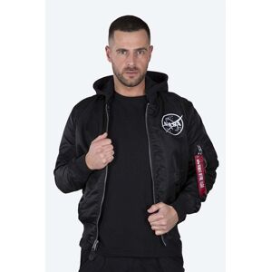 Obojstranná bunda bomber Alpha Industries MA-1 LW HD NASA Glow Rev 116106 03 pánska, čierna farba, prechodná