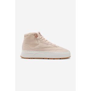 Semišové tenisky Reebok Club C Geo Mid GV7037-cream, béžová farba