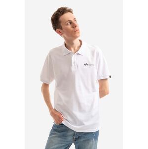 Bavlnené polo tričko Alpha Industries 106600.09-white, biela farba, jednofarebné