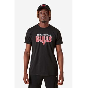 Bavlnené tričko New Era NBA Infill Tee Bulls 13083891-black, čierna farba, s potlačou