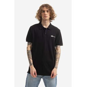 Bavlnené polo tričko Alpha Industries Basic 106600.03-black, čierna farba, s potlačou