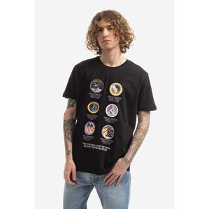 Bavlnené tričko Alpha Industries Apollo Mission 106521.03-black, čierna farba, s potlačou
