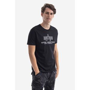 Bavlnené tričko Alpha Industries 118505.95-black, čierna farba, s nášivkou