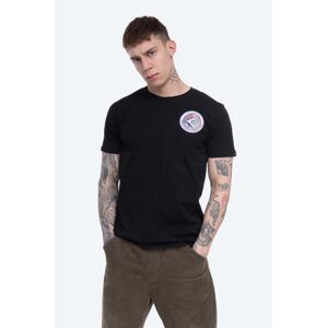 Bavlnené tričko Alpha Industries Apollo 15 198501.03-black, čierna farba, s nášivkou