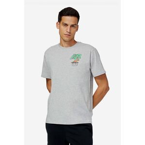 Bavlnené tričko New Balance MT21567AG-7AG, šedá farba, s potlačou