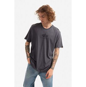 Bavlnené tričko Alpha Industries T ML 118533.412-grey, pánsky, šedá farba, s potlačou