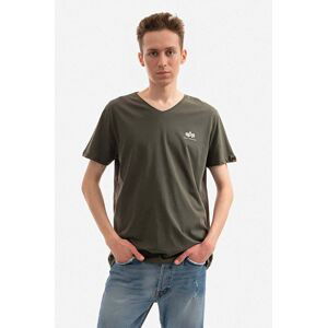 Bavlnené tričko Alpha Industries 106513.142-green, zelená farba, jednofarebné