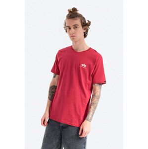 Bavlnené tričko Alpha Industries 188505.523-red, červená farba, jednofarebné