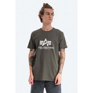 Bavlnené tričko Alpha Industries Basic 100501.142, zelená farba, s potlačou