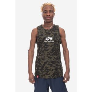 Bavlnené tričko Alpha Industries Basic Tank Camo 126566C.634-green, zelená farba