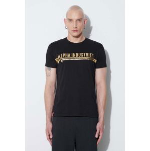 Bavlnené tričko Alpha Industries 126505.583-black, čierna farba, s potlačou