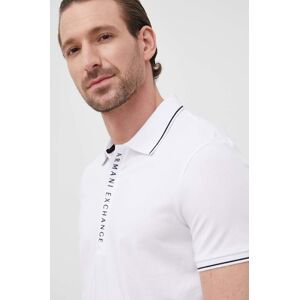 Polo tričko Armani Exchange pánsky, biela farba, s potlačou