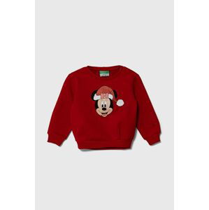 Detská mikina United Colors of Benetton x Disney červená farba, s potlačou