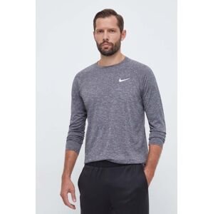 Tréningové tričko s dlhým rukávom Nike šedá farba, melanžový
